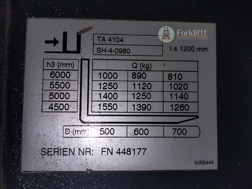 Табличка электропогрузчика Jungheinrich EFG216k 600DZ